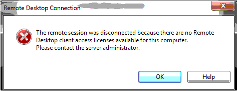 No remote desktop license server is specified